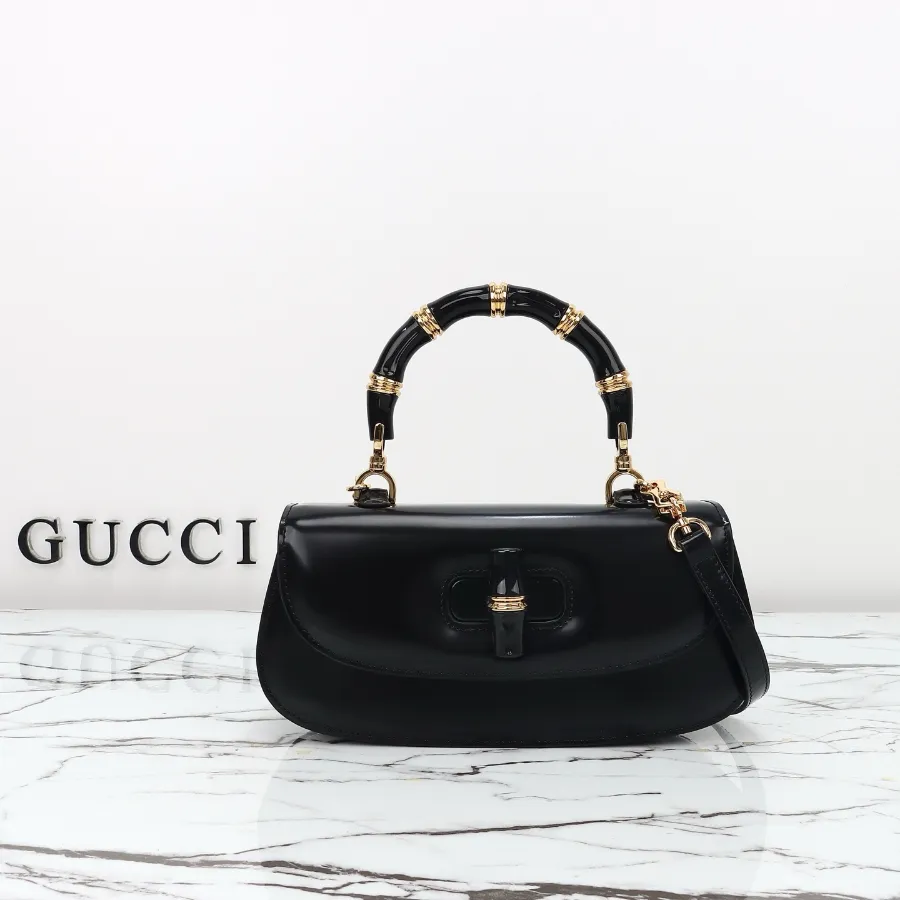Gucci 뱀부 디아 미디엄 블랙 토트백 #827750.JPG