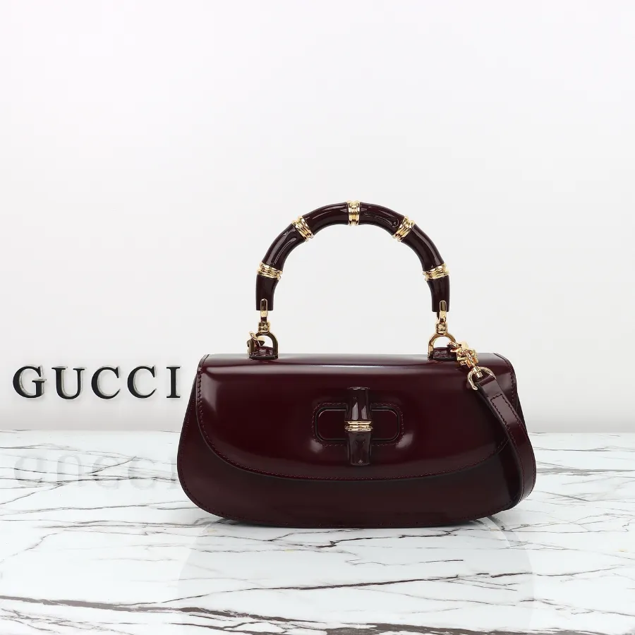 Gucci 뱀부 디아 미디엄 버건디 토트백 #827750.JPG