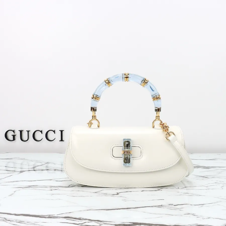 Gucci 뱀부 디아 미디엄 화이트 토트백 #827750.JPG